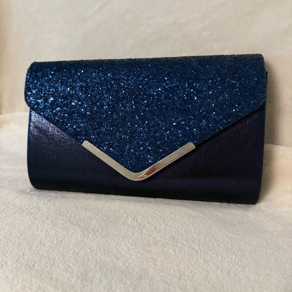 Navy blue formal clutch with sparkles